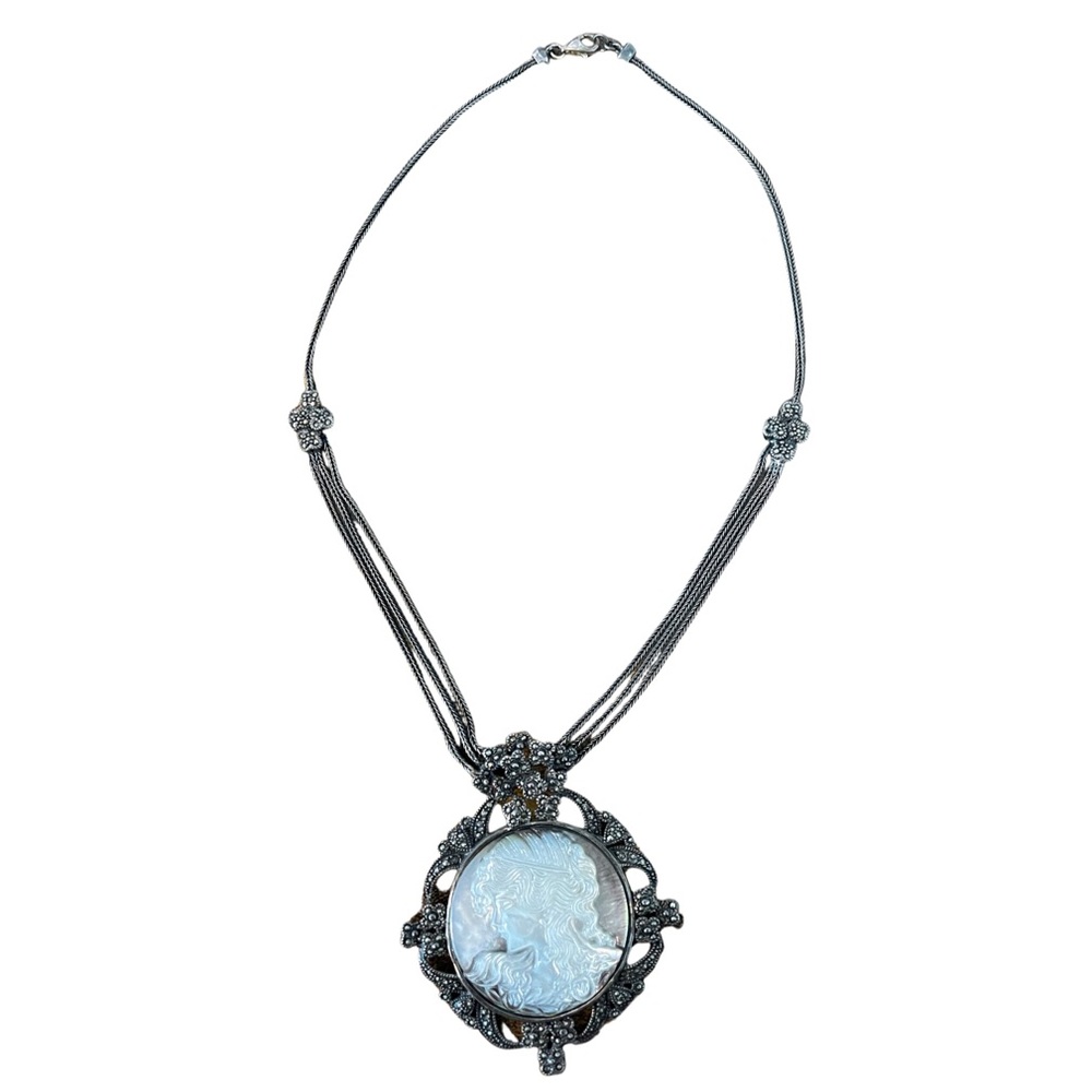 Antique Sterling Silver 925 Cameo Necklace